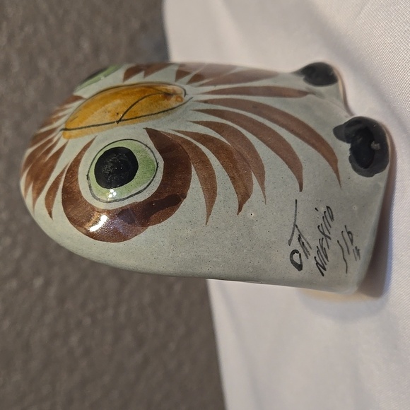 Tonala Mexican Pottery, Owl, Medium sized, Signed, Blue, Handmade, Hand painted - Picture 4 of 11